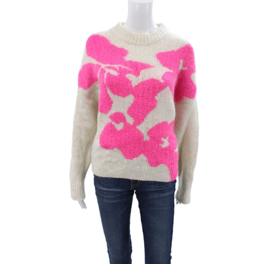 Essentiel Antwerp Womens Pullover Crew Neck Long Sleeve Floral Ivory Size S